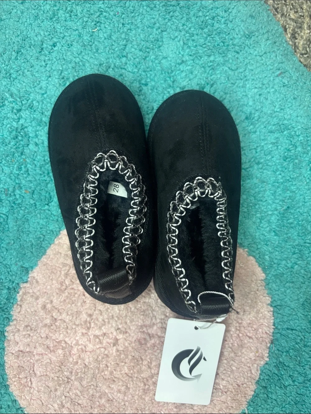 Black Kids Slip-On Cozy Suede Slippers